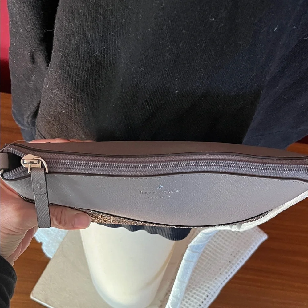New Kate Spade Gray and Gold Crossbody Bag - Picture 7 of 16